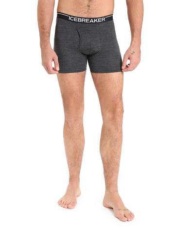 Icebreaker Merino Anatomica Boxers With Fly Miesten Alusvaatteet Mustat Harmaat | FI 1308ILHS